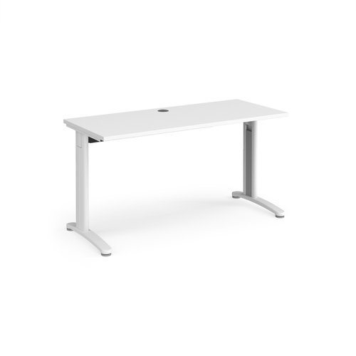 TR10 straight desk 1400mm x 600mm - white frame, white top