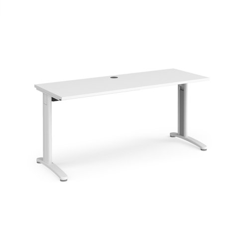 T616WWH TR10 straight desk 1600mm x 600mm - white frame, white top
