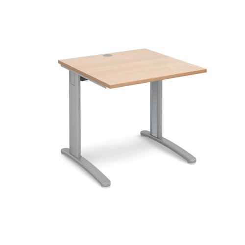 TR10 straight desk 800mm x 800mm - silver frame, beech top T8SB Buy online at Office 5Star or contact us Tel 01594 810081 for assistance