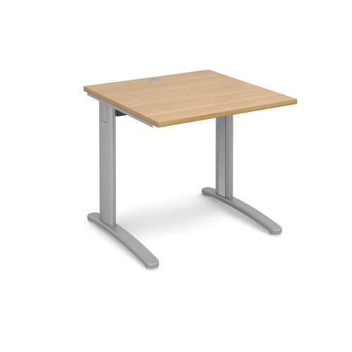 TR10 straight desk 800mm x 800mm - silver frame, oak top T8SO Buy online at Office 5Star or contact us Tel 01594 810081 for assistance