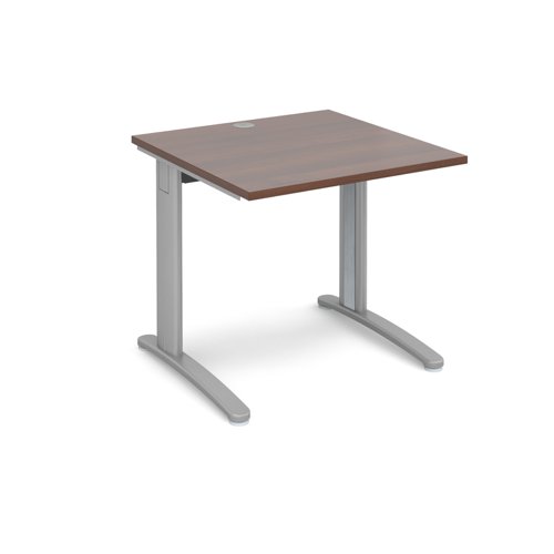 TR10 straight desk 800mm x 800mm - silver frame, walnut top