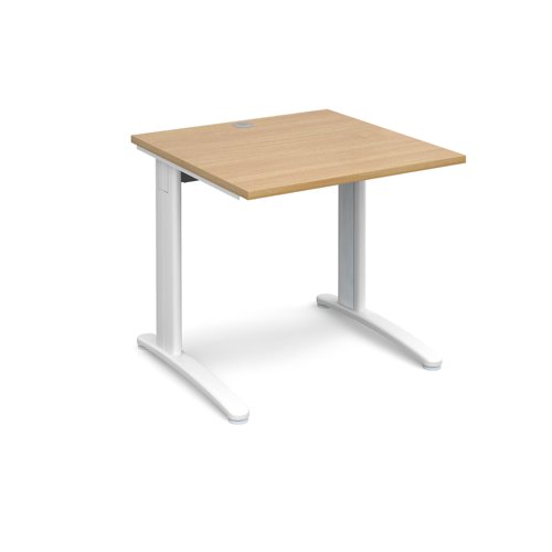 TR10 straight desk 800mm x 800mm - white frame, oak top