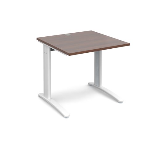 TR10 straight desk 800mm x 800mm - white frame, walnut top T8WW Buy online at Office 5Star or contact us Tel 01594 810081 for assistance