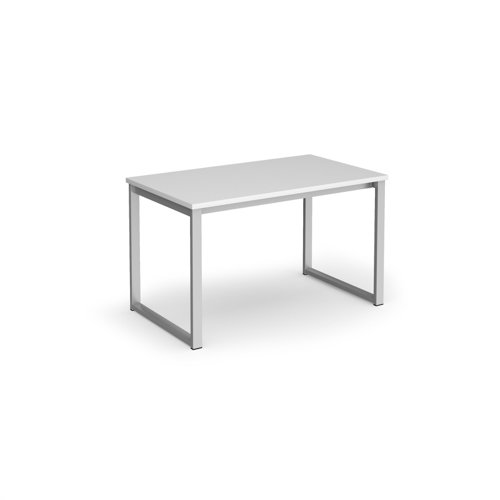 TAOT1200-S-WH Otto benching solution dining table 1200mm wide - silver frame, white top