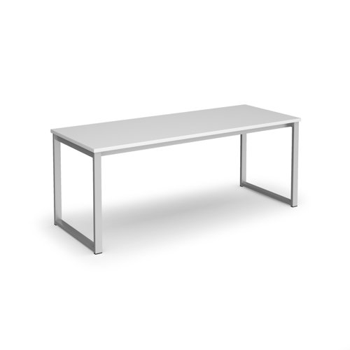 Otto benching solution dining table 1800mm wide - silver frame, white top