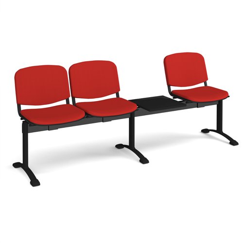 Taurus fully upholstered seating - bench 4 wide with 3 seats and table