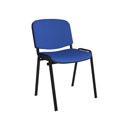 Taurus Stacking Chair with No Arms - Blue Fabric/Black Frame (TAU40002-B)