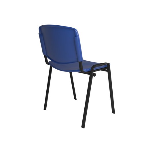 Taurus plastic meeting room stackable chair with no arms - blue with black frame  TAU40002-PB