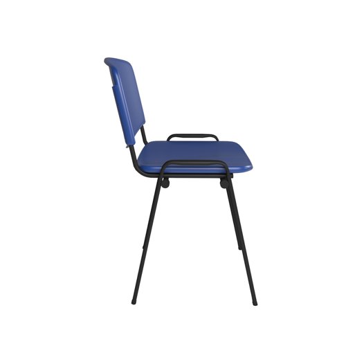 Taurus plastic meeting room stackable chair with no arms - blue with black frame | TAU40002-PB | Dams International