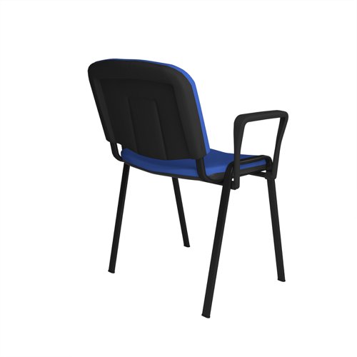 TAU40003-B Taurus meeting room stackable chair with black frame and fixed arms - blue