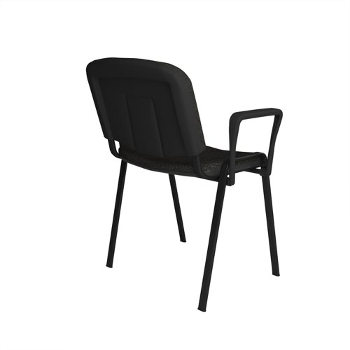 Taurus meeting room stackable chair with black frame and fixed arms - charcoal