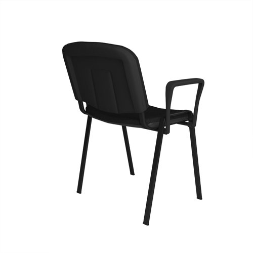 Taurus meeting room stackable chair with black frame and fixed arms - black  TAU40003-K