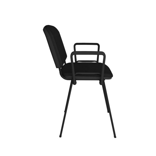 TAU40003-K Taurus meeting room stackable chair with black frame and fixed arms - black