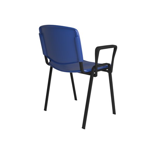Taurus plastic meeting room stackable chair with fixed arms - blue with black frame  TAU40003-PB