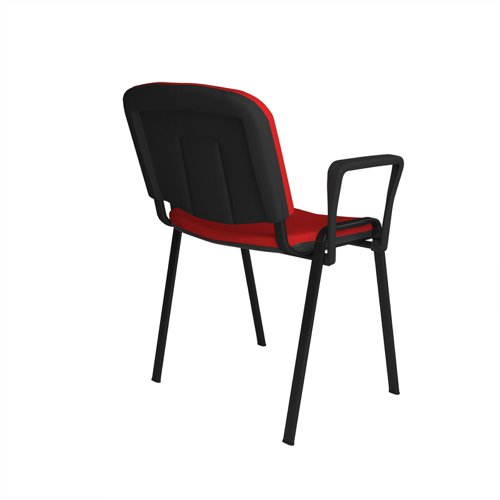 Taurus meeting room stackable chair with black frame and fixed arms - red TAU40003-R Buy online at Office 5Star or contact us Tel 01594 810081 for assistance