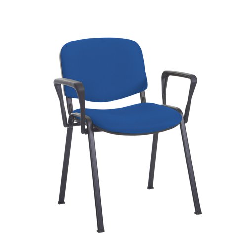 Taurus meeting room stackable chair with black frame and fixed arms - Scuba Blue