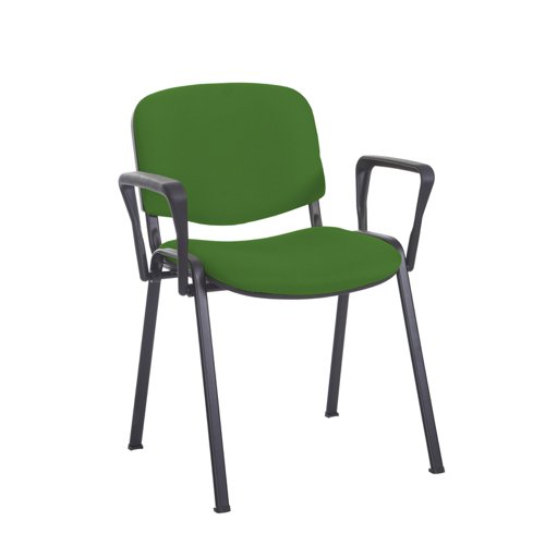 Taurus meeting room stackable chair with black frame and fixed arms - Lombok Green