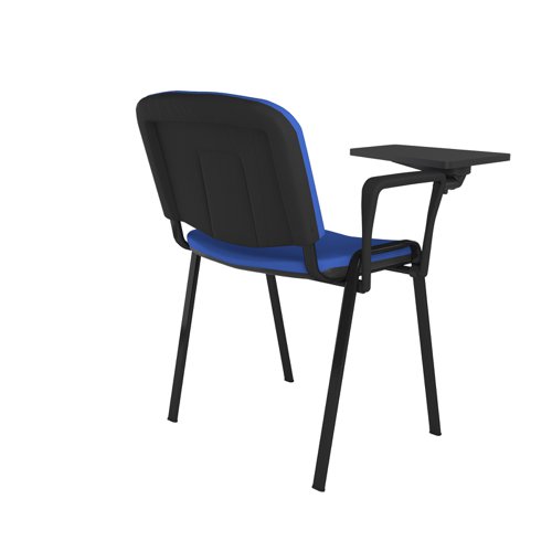 TAU40004-B Taurus meeting room chair with black frame and writing tablet - blue