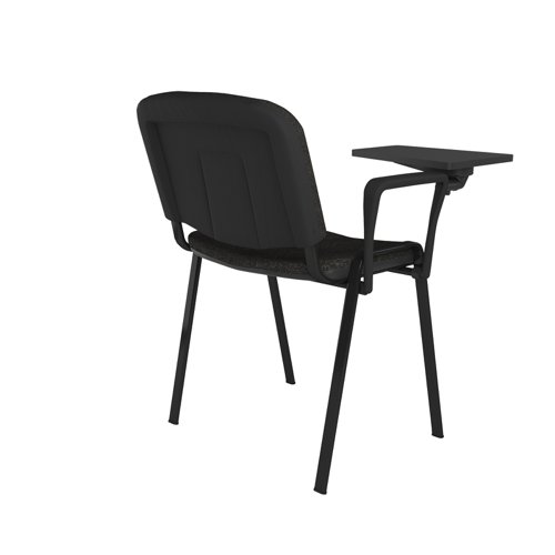 Taurus meeting room chair with black frame and writing tablet - charcoal TAU40004-C Buy online at Office 5Star or contact us Tel 01594 810081 for assistance