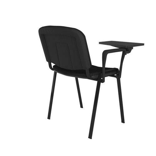 Taurus meeting room chair with black frame and writing tablet - black TAU40004-K Buy online at Office 5Star or contact us Tel 01594 810081 for assistance