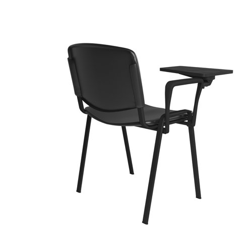 Taurus plastic meeting room chair with writing tablet - black with black frame  TAU40004-PK