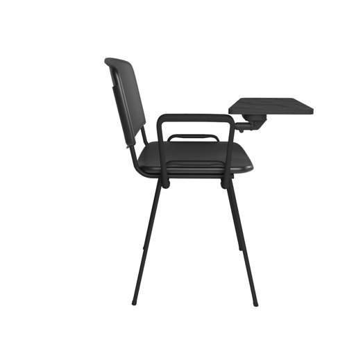 Taurus plastic meeting room chair with writing tablet - black with black frame TAU40004-PK Buy online at Office 5Star or contact us Tel 01594 810081 for assistance