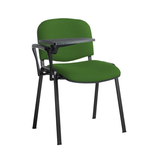 Taurus meeting room stackable chair with black frame and writing tablet - Lombok Green