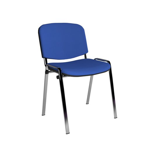 Taurus Stacking Chair with No Arms - Blue Fabric/Chrome Frame (TAU40005-B)
