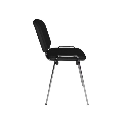 TAU40005-K Taurus meeting room stackable chair with chrome frame and no arms - black