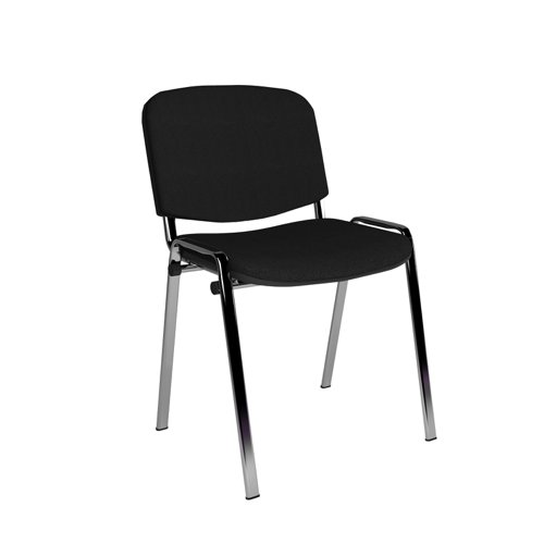 Taurus Stacking Chair with No Arms - Black Fabric/Chrome Frame (TAU40005-K)