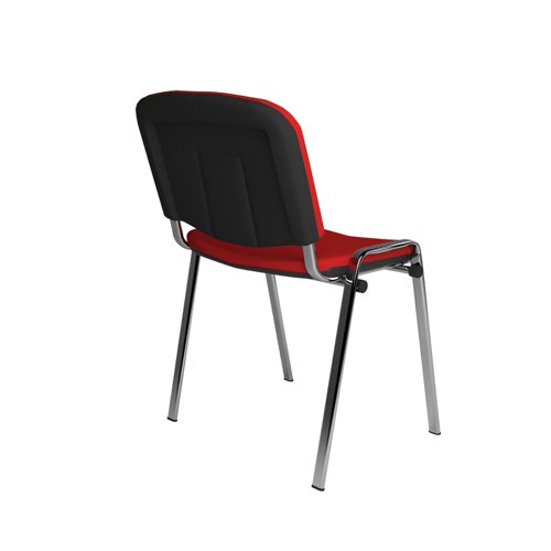 Taurus meeting room stackable chair with chrome frame and no arms - red