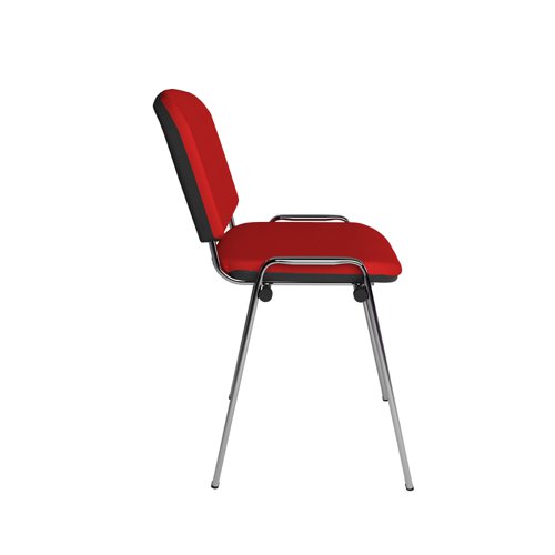 Taurus meeting room stackable chair with chrome frame and no arms - red  TAU40005-R