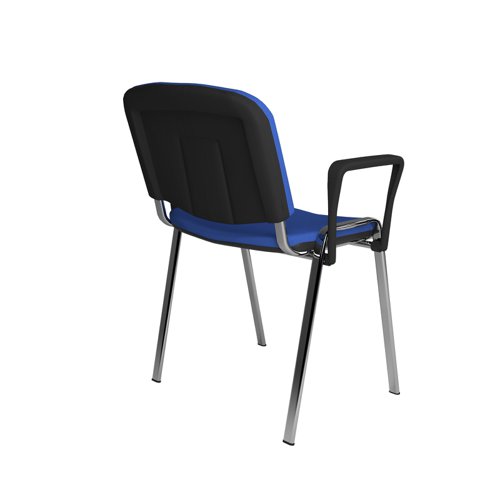 Taurus meeting room stackable chair with chrome frame and fixed arms - blue  TAU40006-B