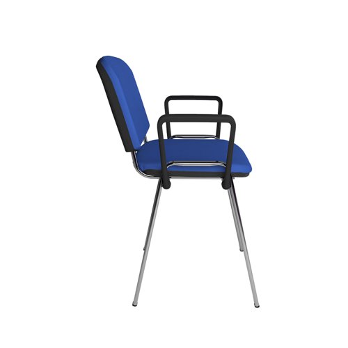 TAU40006-B Taurus meeting room stackable chair with chrome frame and fixed arms - blue