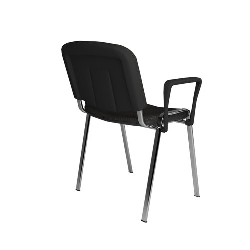 TAU40006-C Taurus meeting room stackable chair with chrome frame and fixed arms - charcoal