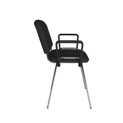 TAU40006-C Taurus meeting room stackable chair with chrome frame and fixed arms - charcoal