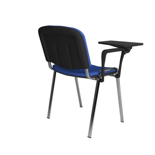 Taurus meeting room chair with chrome frame and writing tablet - blue  TAU40007-B