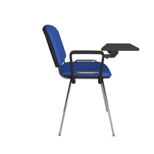 Taurus meeting room chair with chrome frame and writing tablet - blue  TAU40007-B