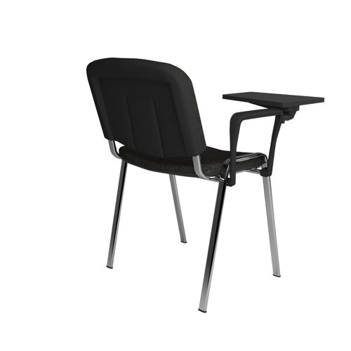Taurus meeting room chair with chrome frame and writing tablet - charcoal TAU40007-C Buy online at Office 5Star or contact us Tel 01594 810081 for assistance