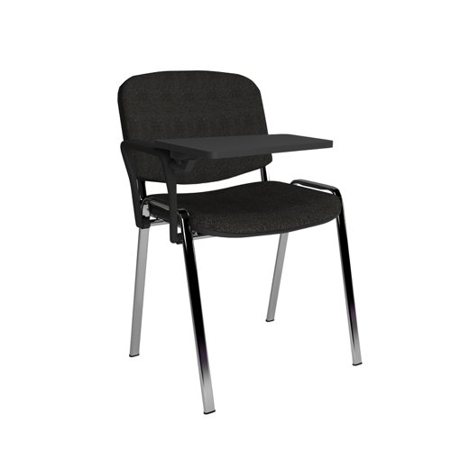 TAU40007-C Taurus meeting room chair with chrome frame and writing tablet - charcoal