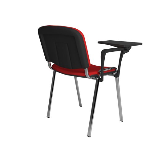 TAU40007-R Taurus meeting room chair with chrome frame and writing tablet - red