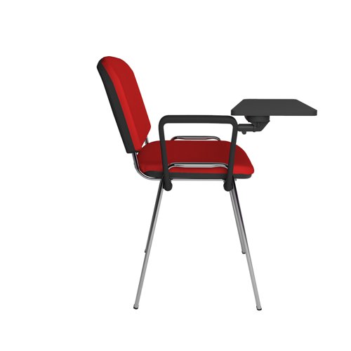 TAU40007-R Taurus meeting room chair with chrome frame and writing tablet - red