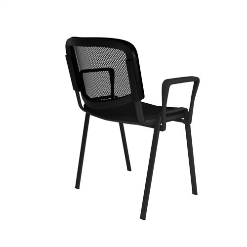 Taurus mesh back meeting room stackable chair with fixed arms - black TAUMA Buy online at Office 5Star or contact us Tel 01594 810081 for assistance