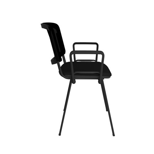 Taurus mesh back meeting room stackable chair with fixed arms - black Dams International