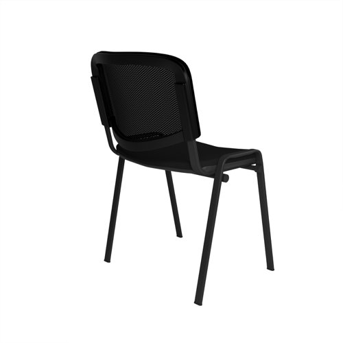 Taurus mesh back meeting room stackable chair with no arms - black Dams International