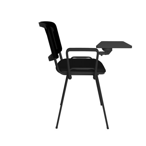Taurus mesh back meeting room chair with writing tablet - black Dams International