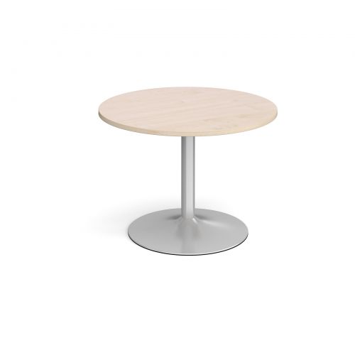 Trumpet Base Circular Boardroom Table 1000mm Silver Base Maple Top