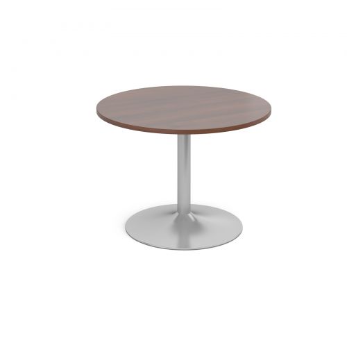 Trumpet base circular boardroom table 1000mm - walnut