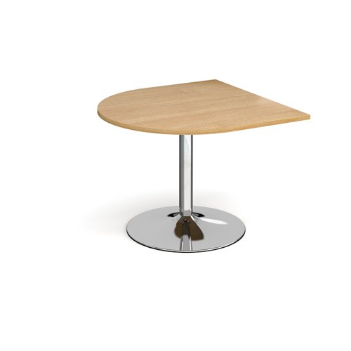 Trumpet base radial extension table 1000mm x 1000mm - chrome base, oak top