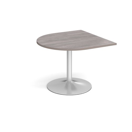Trumpet base radial extension table 1000mm x 1000mm - silver base, grey oak top